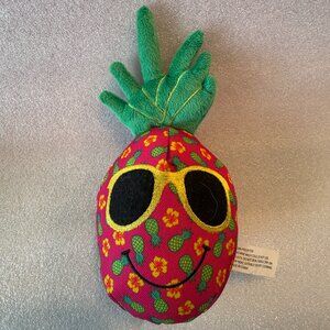 Worthy Dog FUSCHIA PINEAPPLE Dog Toy Squeak Crinkle Sunglasses 7" NEW W/O TAGS
